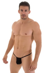 G String Swimsuit - Adjustable Pouch in Super ThinSKINZ Black, Front View