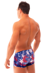 Extreme Low Square Cut Swim Trunks in USA Flag Collage 2