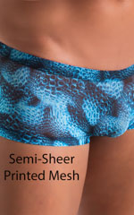 Extreme Low Square Cut Swim Trunks in Semi Sheer Eros Printed Mesh 5