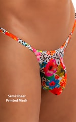 Stuffit Pouch Half Back Swimsuit in Semi Sheer Hibiscus Print on Mesh 4