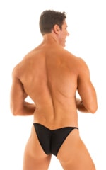 Mens Micro Pouch Puckered Back Swimsuit  in Semi Sheer Black Peep Show 2