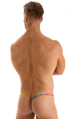 Stuffit Pouch G String Swimsuit in ThinSKINZ Diagonal Plaid, Rear View
