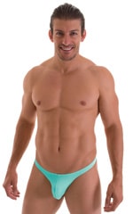 mens micro pouch thong back sexy swimsuit in swimwear fabric Aquamarine