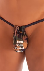 Mens Micro Adjustable G String Swimsuit in Camouflage Print on Mesh 7