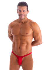 Mens Thong Swimsuit - Bravura Pouch in Ruby Red 4