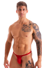 Mens Thong Swimsuit - Bravura Pouch in Ruby Red 1