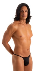 mens smooth pouch string side t back thong sexy swimsuit bikini in Black