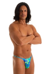 mens smooth pouch string side t back thong sexy swimsuit bikini in Rainforest print