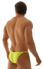 Stuffit Pouch Half Back Tanning Swimsuit in ThinSKINZ Chartreuse, Rear View