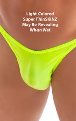 Mens Seamless Skimpy Bikini Swimsuit in Semi Sheer Super ThinSkinz Lemon-Lime 3