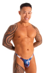 Mens Micro Pouch Swimsuit Thong  in American Flag Collage .1