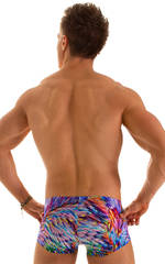 Extreme Low Square Cut Swim Trunks in Illumine, Rear View