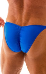 Fitted Pouch - Puckered Back - Posing Suit in Wet Look Royal Blue, Rear Alternative