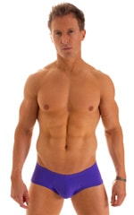 Pouch Enhanced Micro Square Cut Swim Trunks in Indaco, Front View