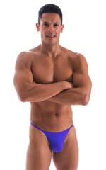mens smooth large pouch t back thong swimsuit sexy swimwear bikini in Indaco blue purple