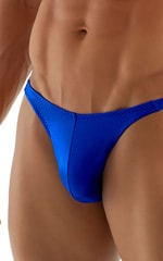 Fitted Pouch Puckered Back Bikini Swimsuit in Wet Look Royal Blue, Front Alternative