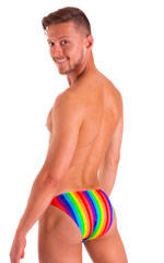 Smooth Front Bikini in Rainbow Stripe, Rear View