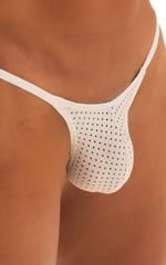 Stuffit Pouch G String Swimsuit in Semi Sheer White peep Show 3