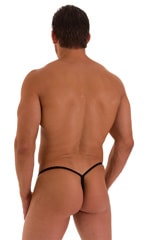 Y Back G String Swim Thong in Black, Rear View