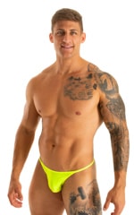 mens tiny string bikini swimsuit by skinz swimwear in sheer Super ThinSKINZ Lemon-Lime