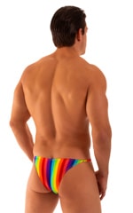 Super Low Brazilian Bikini in Rainbow Stripe, Rear View