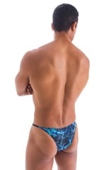 Super Low Brazilian Bikini in Semi Sheer ThinSkinz Dark Water, Rear View