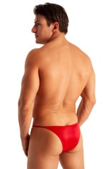 Super Low Brazilian Bikini in Semi Sheer ThinSkinz Red, Rear View