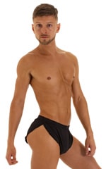 Swimsuit Cover Up Split Running Shorts in Super ThinSKINZ Black, Front View