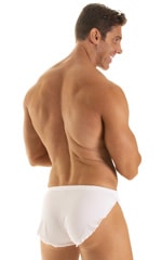 Swimsuit Cover Up Split Running Shorts in Super ThinSKINZ White, Rear View
