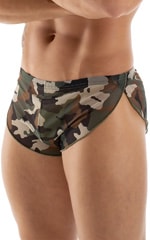 Swimsuit Cover Up Split Running Shorts in Mesh Camouflage, Front Alternative