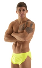 Swimsuit Cover Up Split Running Shorts in Semi Sheer ThinSkinz Neon Chartreuse, Front Alternative