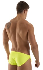 Swimsuit Cover Up Split Running Shorts in Semi Sheer Chartreuse, Rear View