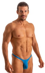 Mens Thong Swimsuit - Bravura Pouch in Super ThinSKINZ Turquoise 4