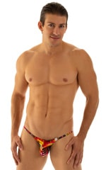 Stuffit Pouch Half Back Tanning Swimsuit in Semi Sheer ThinSKINZ Optic Plaid, Front View