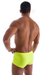 Fitted Pouch - Boxer - Swim Trunks in ThinSKINZ Neon Chartreuse, Rear View