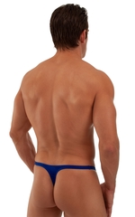 T Back Thong Swimsuit - Bravura Pouch in Semi Sheer ThinSKINZ Royal Blue, Rear View