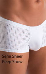 Fitted Pouch - Boxer - Swim Trunks in White and White Peep Show 3