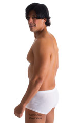 Fitted Pouch - Boxer - Swim Trunks in White and White Peep Show 2