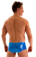 Pouch Enhanced Micro Square Cut Swim Trunks in Ice Karma Electric Blue, Rear View