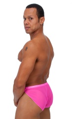 Swimsuit Cover Up Split Running Shorts in Hot Pink Stretch Mesh, Rear View