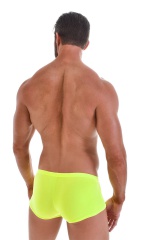 Fitted Pouch - Boxer - Swim Trunks in Neon Lime Yellow, Rear View