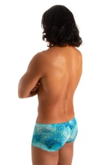 Extreme Low Square Cut Swim Trunks in Super ThinSKINZ Cascade 2