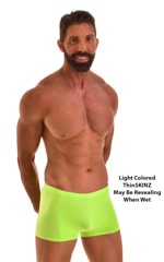mens square cut swimsuit boxer trunks in neon lime by skinz swimwear
