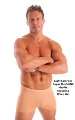 mens square cut swimsuit boxer trunks by skinz swimwear Super ThinSKINZ Beige