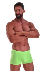 S57770quare Cut Seamless Swim Trunks in ThinSKINZ Neon Lime, Front View