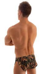 Swimsuit Cover Up Split Running Shorts in Camo, Rear View