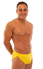 Swimsuit Cover Up Split Running Shorts in Citron Yellow, Front View