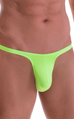 T Back Thong Swimsuit - Bravura Pouch in ThinSKINZ Neon Lime, Front Alternative