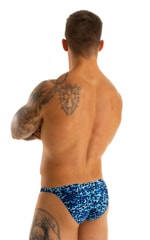 Mens Classic Brazilian Bikini Swimsuit in Blue Leopard 2