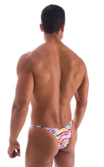Sunseeker Micro Pouch Half Back Bikini in Super ThinSKINZ Watercolor Waves, Rear View